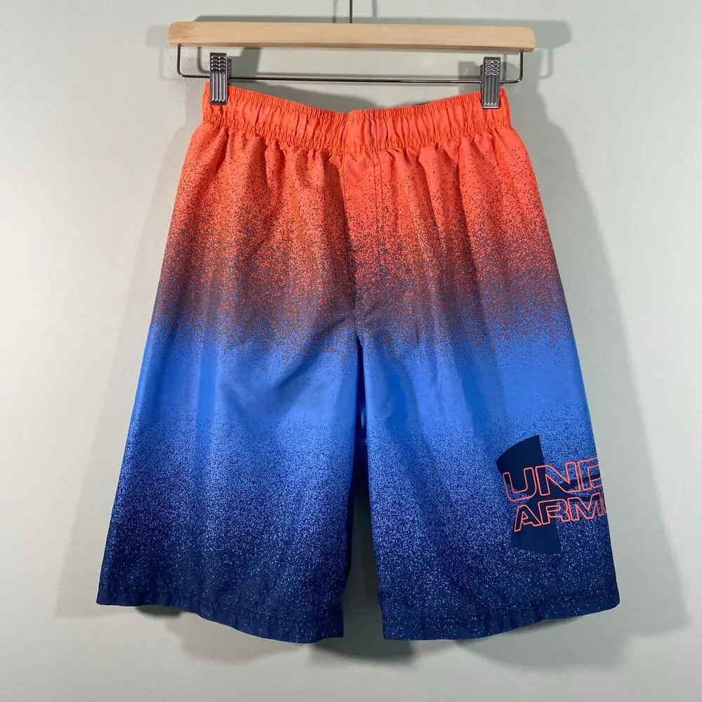 Under Armour Boy's Orange & Blue Ombre Swim Trunks Size L